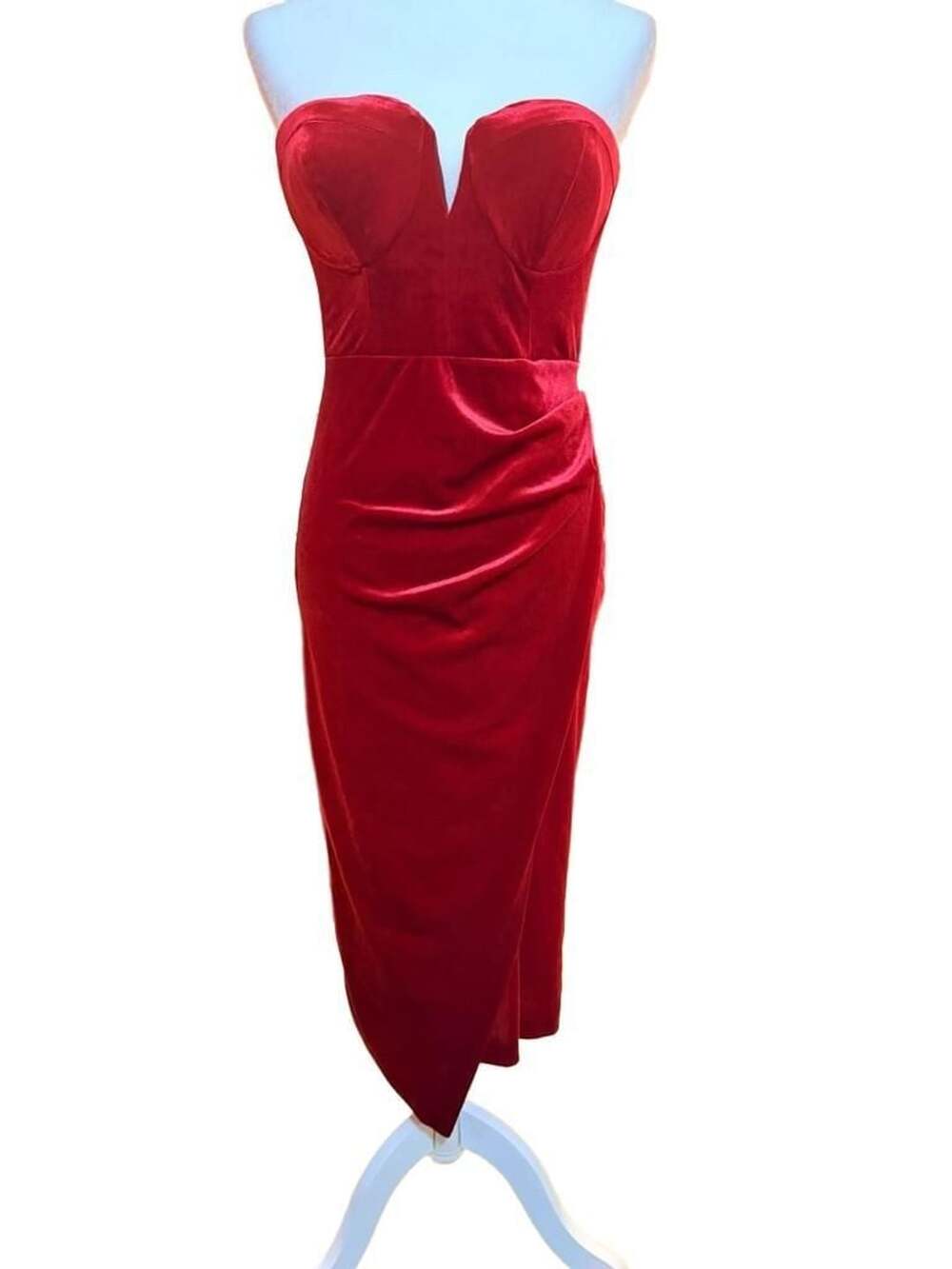 Yumi Kim Red Velvet Allure Strapless Midi Dress